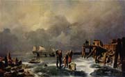 bank of the frozen over sea by Andreas Achenbach